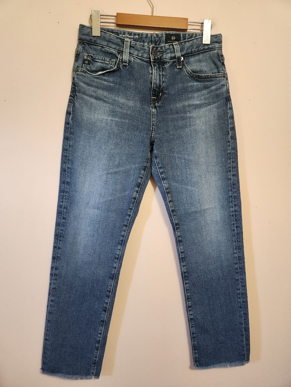AG Adriano Goldschmied Ex-Boyfriend Slim Slouchy Raw Hem Denim Jeans Size 25